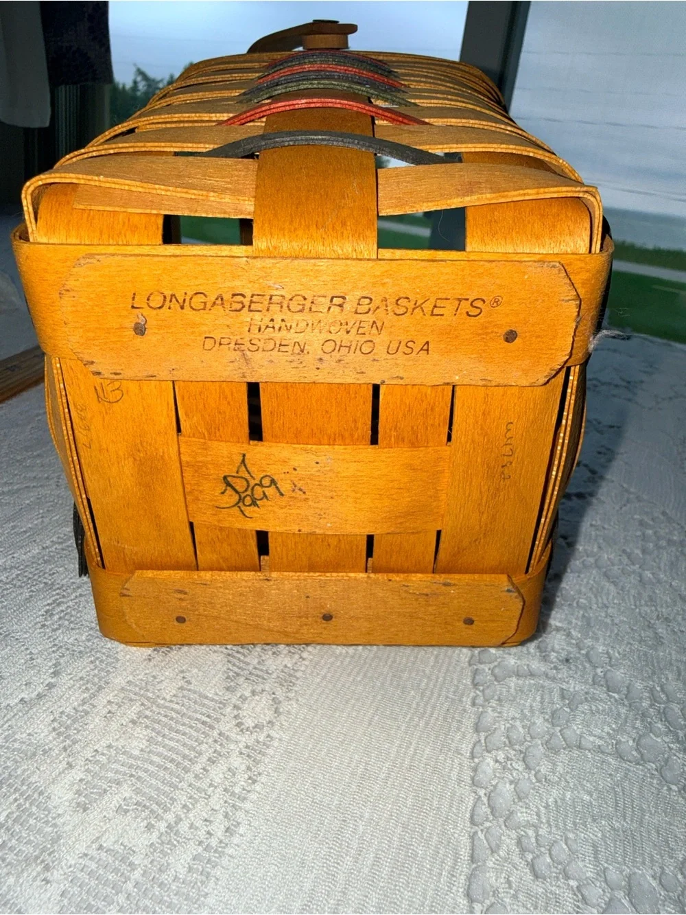 Vintage 1999 Longaberger Handwoven Pencil Basket USA Accent Weave Plastic Liner⁠